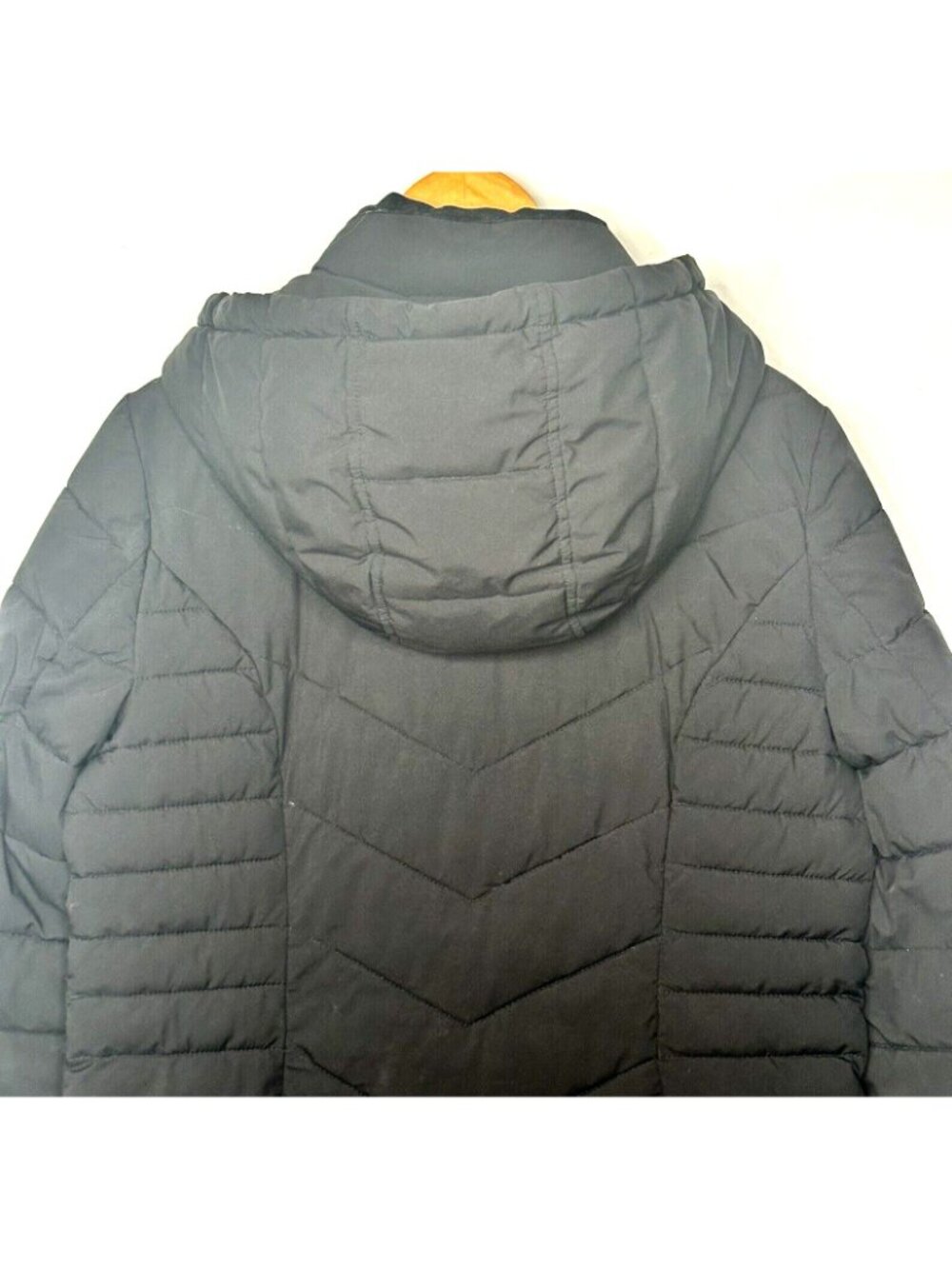 Laundry By Shelli Segal Puffer Jacket Hooded Windproof Long Black Womens Size M - Picture 7 of 16